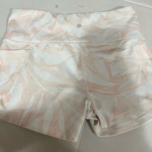 Athleta Light Peach and White Print High-Rise Athletic Shorts